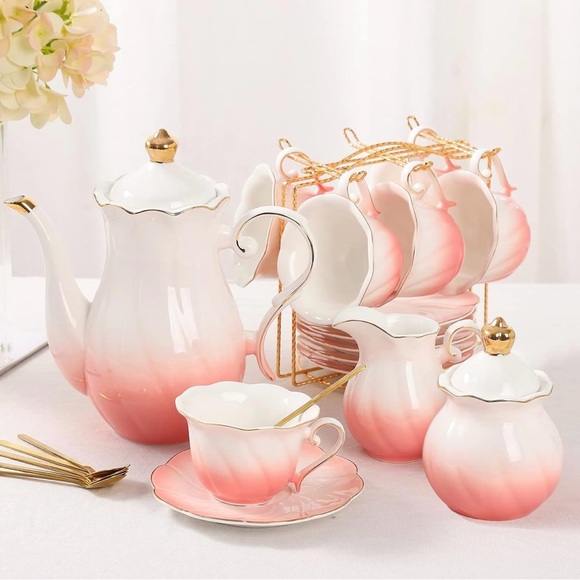 DUJUST Other - DUJUST Tea Set, Pink, 15-Piece